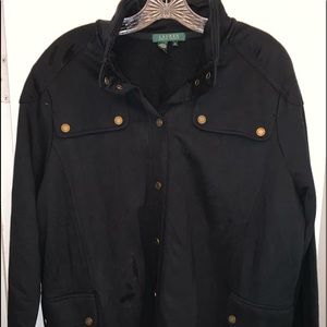 Ralph Lauren Black Cotton Snap Up Jacket w/pockets